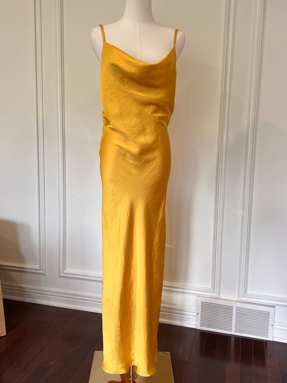 Satin Slip Dress in Mustard‎ Yellow